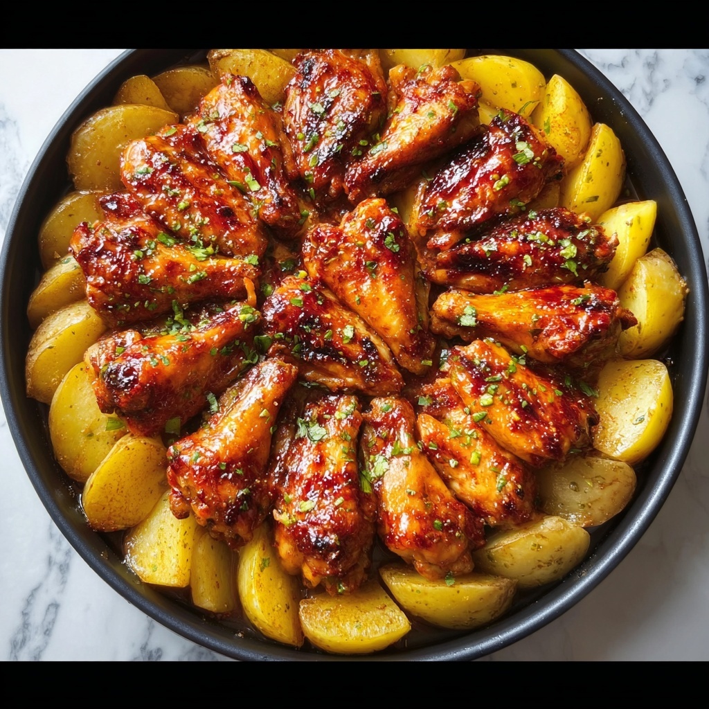Finger-Lickin' Good Chicken Wings with Crispy Potatoes Recipe - Recipe Image