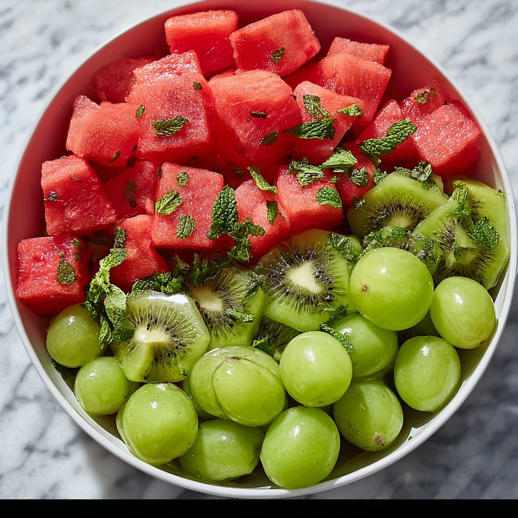 Watermelon Kiwi and Green Grape Salad Recipe - Recipe Image