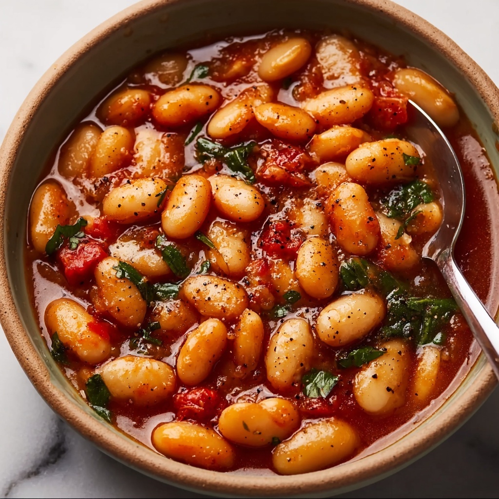 Tuscan-Inspired Garlic Butter Beans with Cherry Tomatoes and Spinach Recipe - Recipe Image