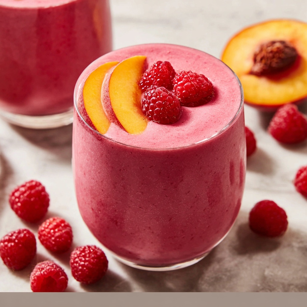 Raspberry Peach Smoothie Recipe - Recipe Image