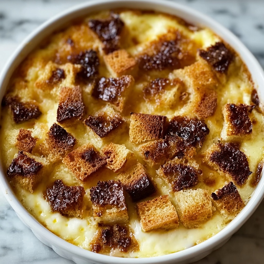 Old-Fashioned Bread Pudding with Vanilla Sauce Recipe - Recipe Image