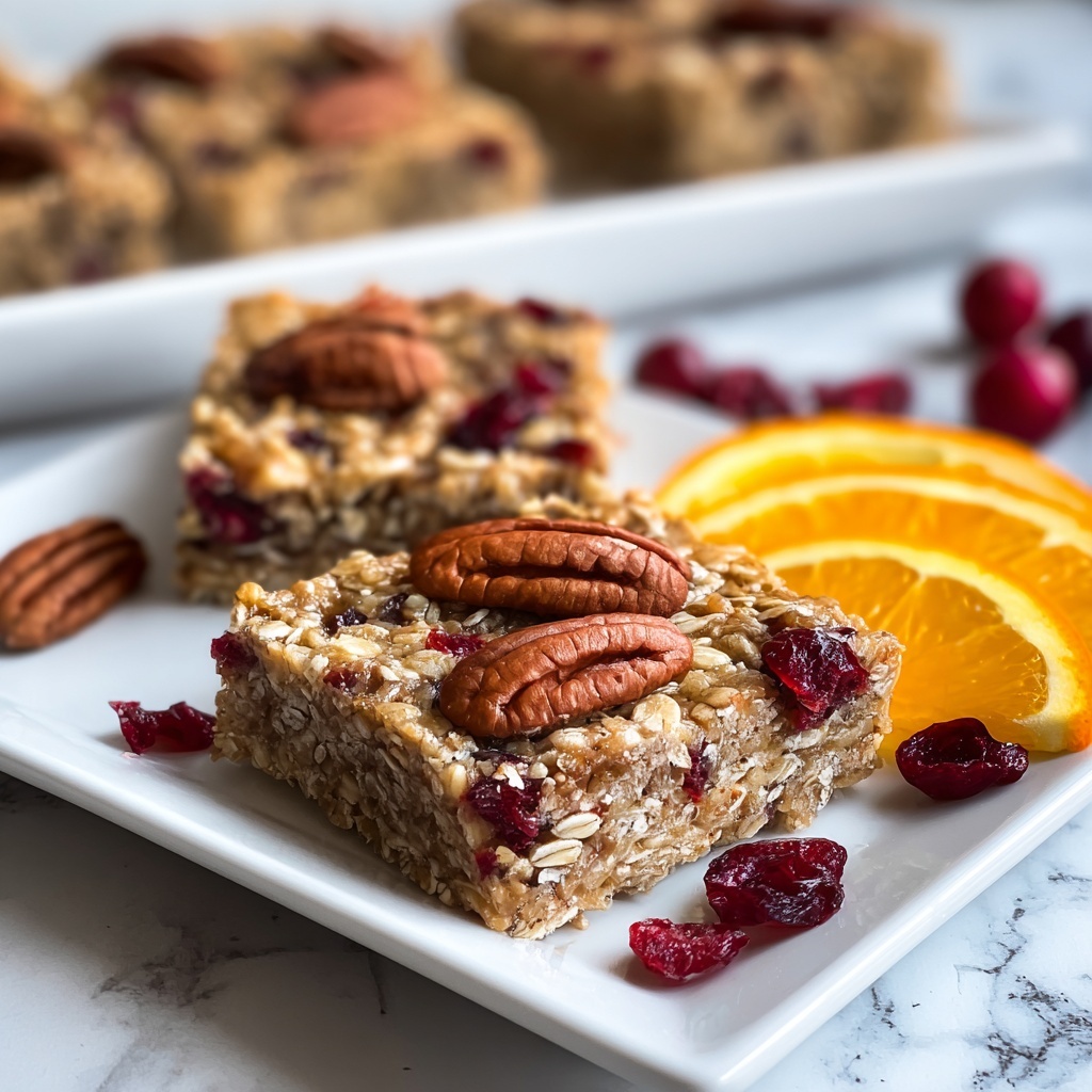 Cranberry, Orange & Pecan Oatmeal Bars Recipe - Recipe Image
