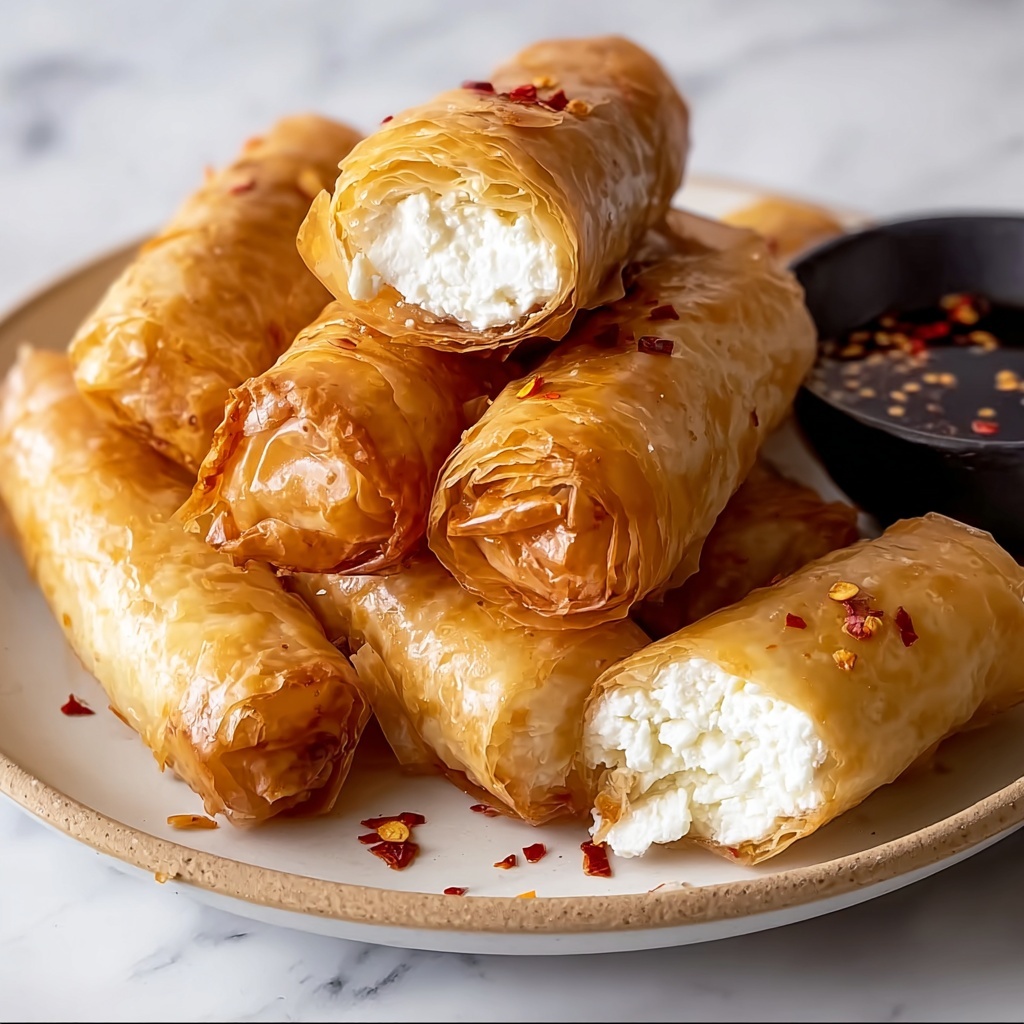Oven Fried Feta Rolls with Chili Honey Recipe - Recipe Image
