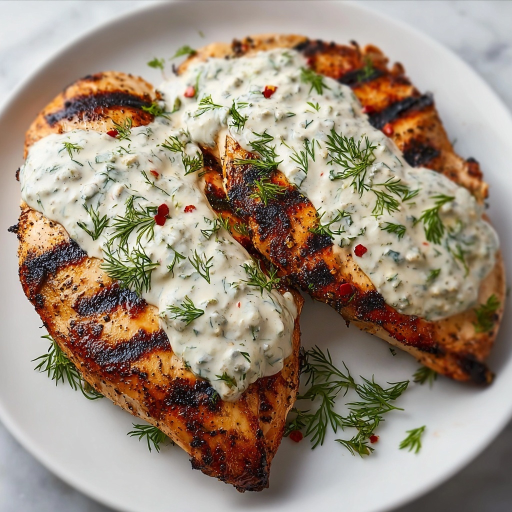 Grilled Chicken Breast with Creamy Dill Sauce Recipe - Recipe Image