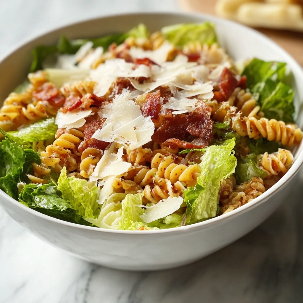 Caesar Pasta Salad with Parmesan, Cherry Tomatoes, and Optional Grilled Chicken Recipe - Recipe Image