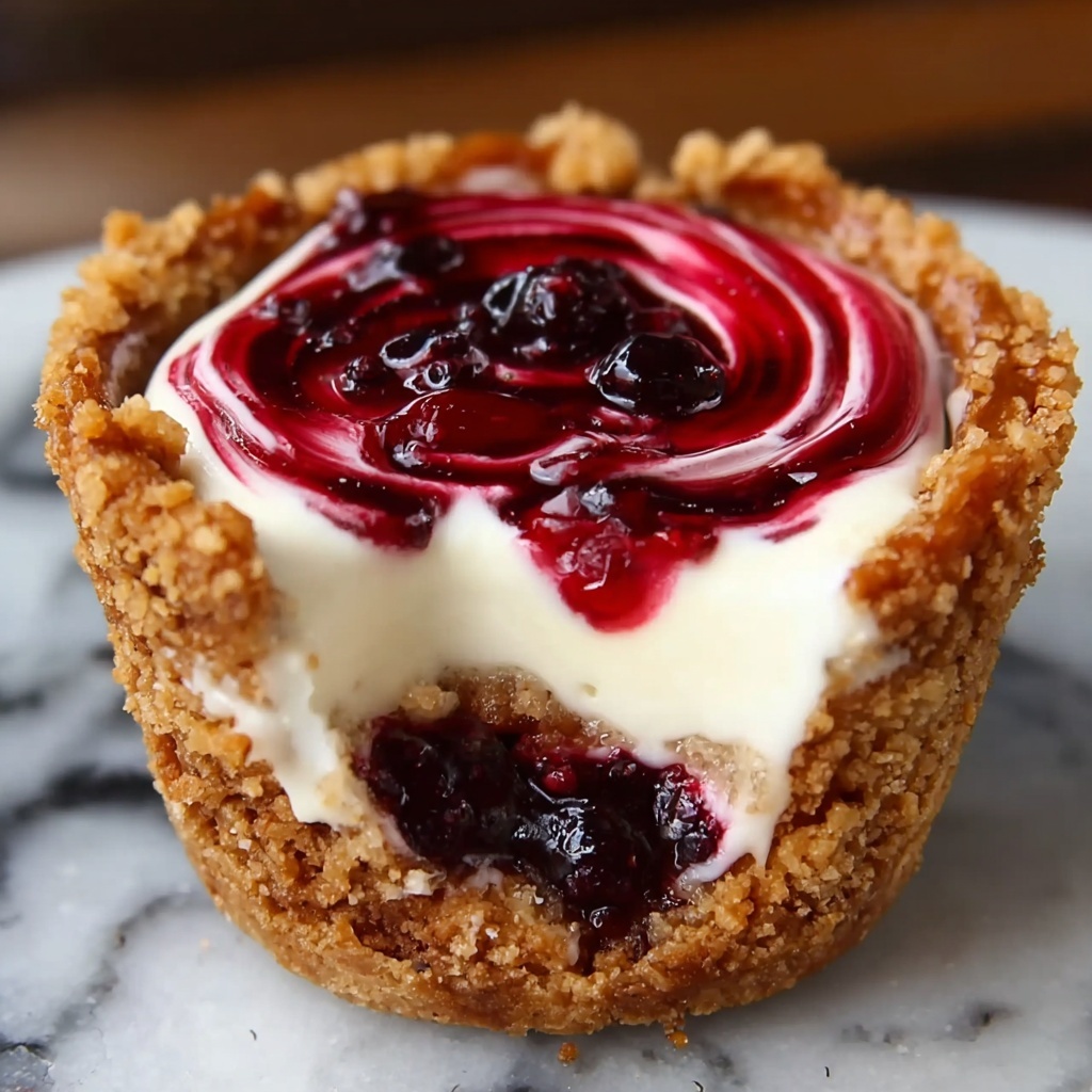 Cheesecake Cookie Cups with Fruity Swirls Recipe - Recipe Image