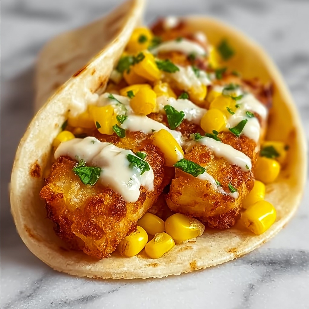 Fried Chicken Street Corn Tacos with Jalapeño Lime Ranch Recipe - Recipe Image