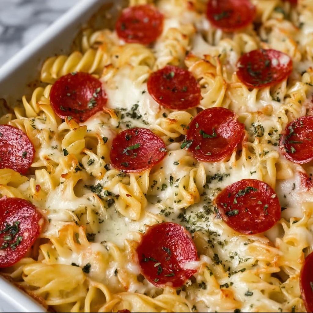 Cheese Tortellini Pepperoni Pizza Casserole Recipe - Recipe Image