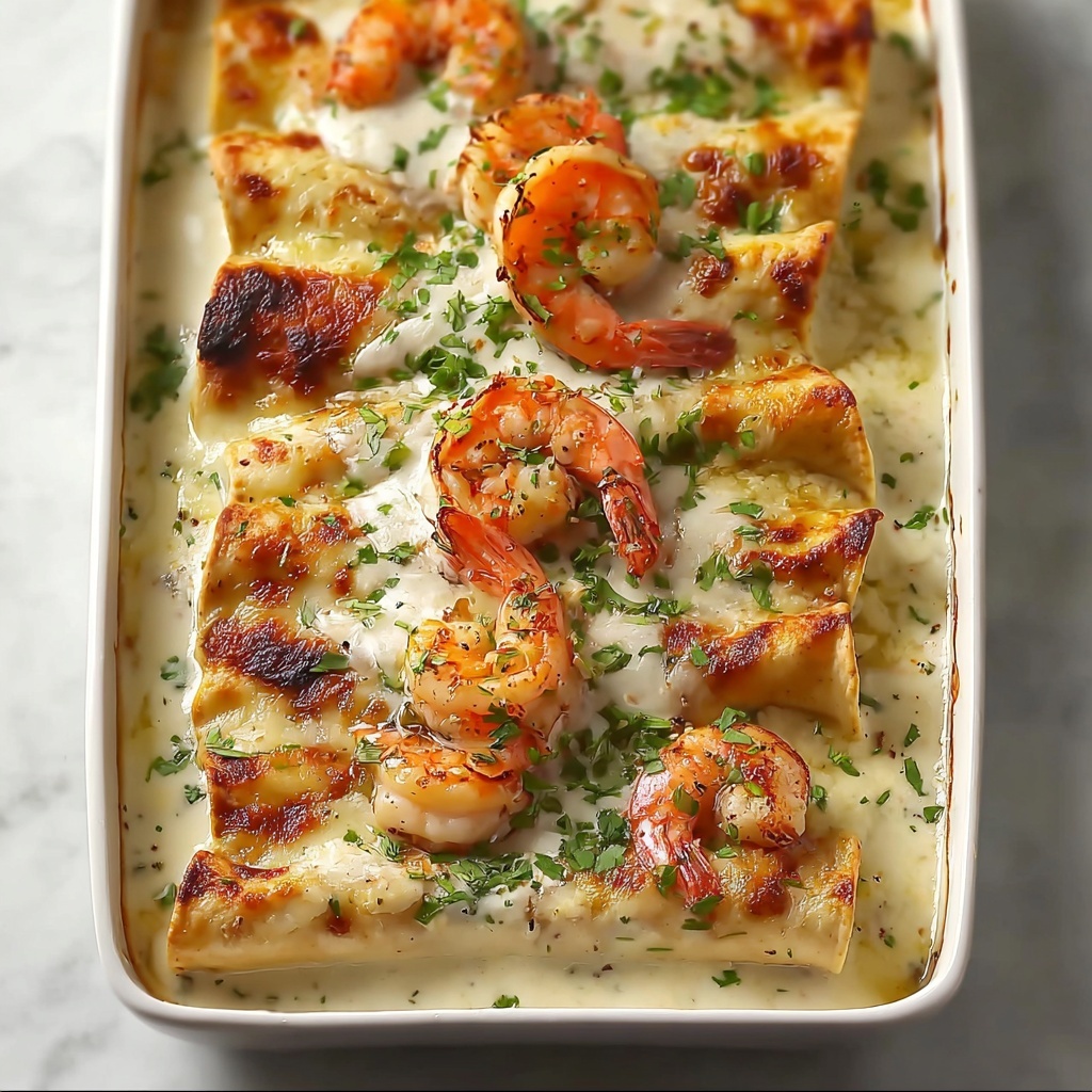 Roasted Shrimp Enchiladas with Jalapeño Cream Sauce Recipe - Recipe Image