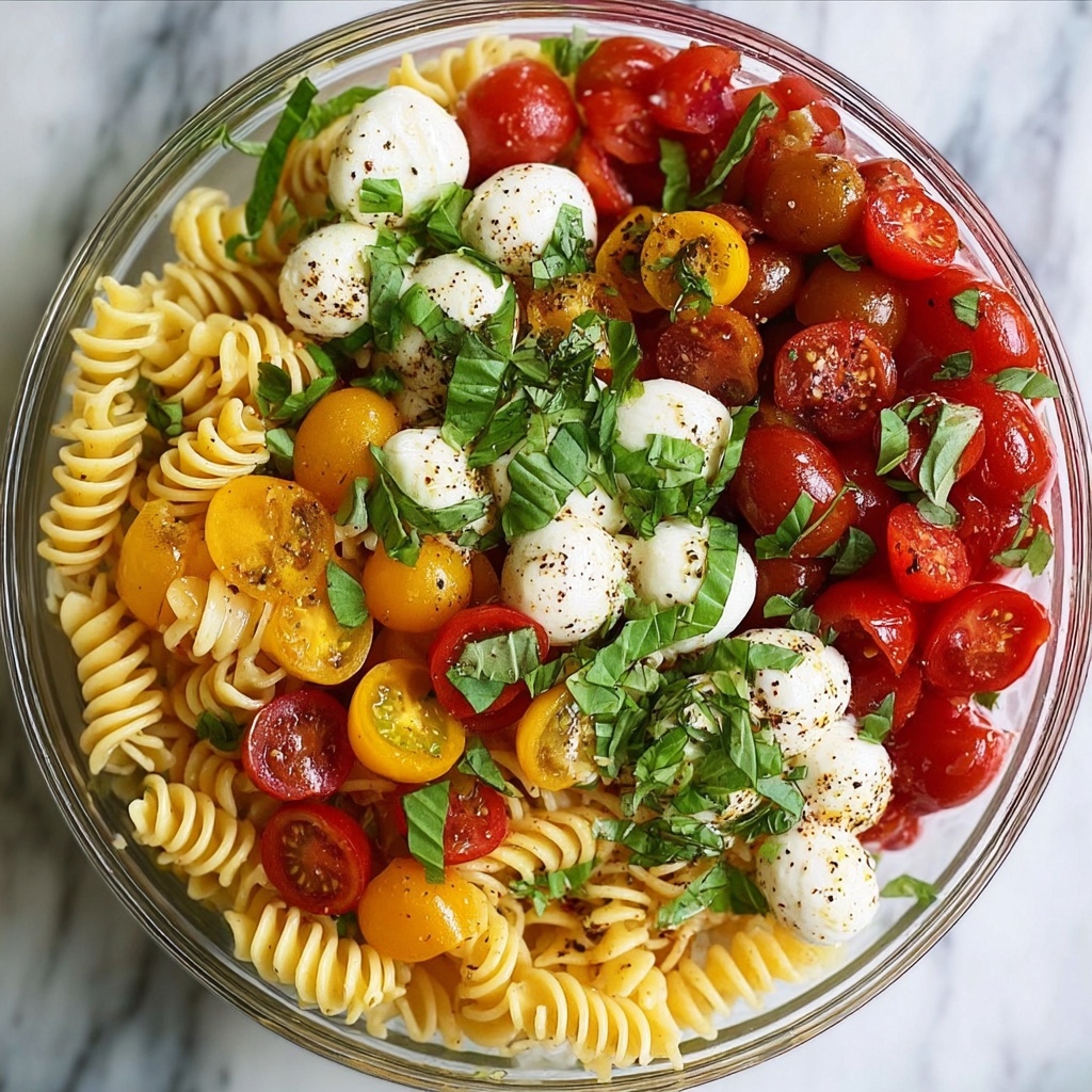 Creamy Caprese Pasta Salad Recipe - Recipe Image