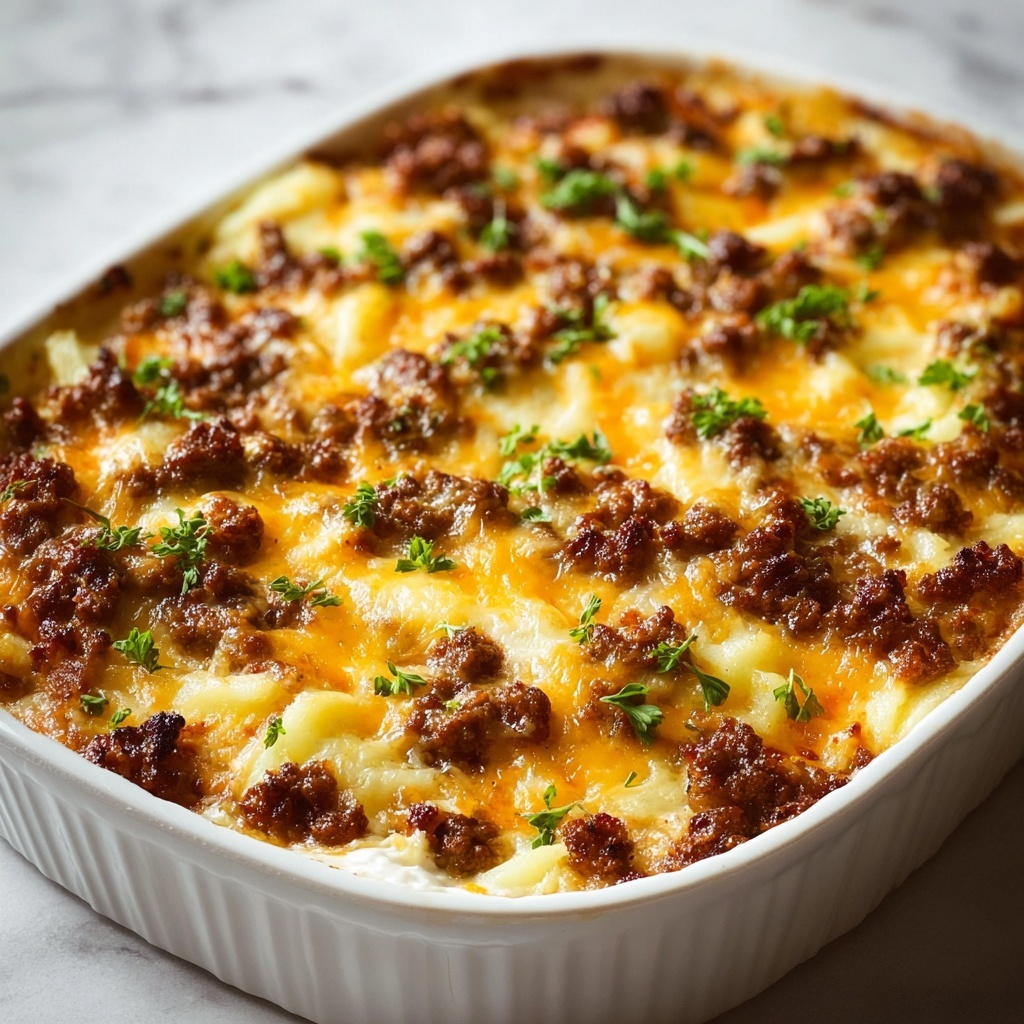 Sausage, Egg, and Cream Cheese Hashbrown Casserole Recipe - Recipe Image