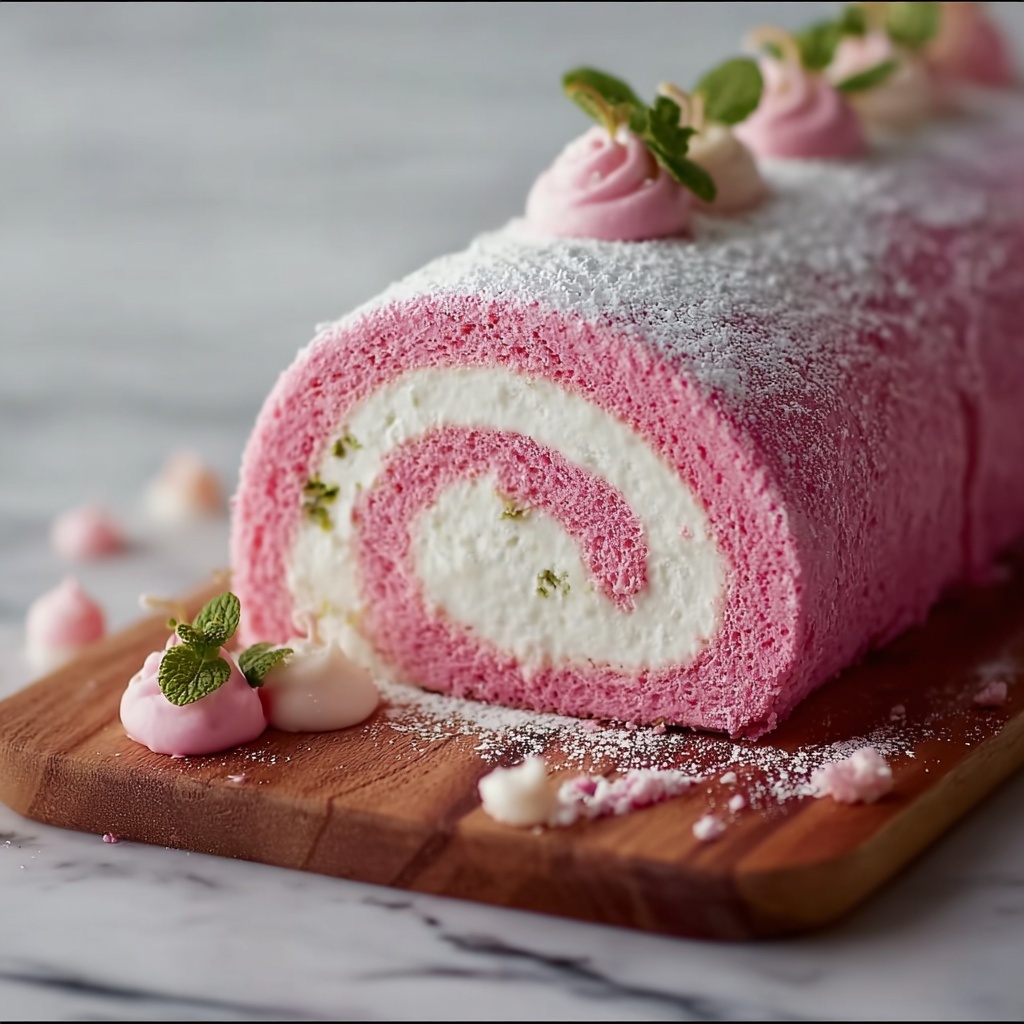 Pink Velvet Roll Cake Recipe - Recipe Image