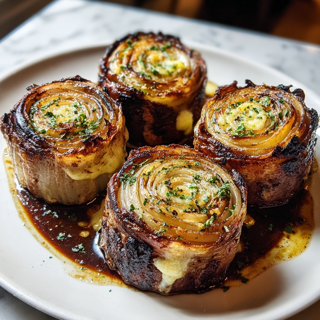 French Onion Steak Pinwheels Recipe - Recipe Image
