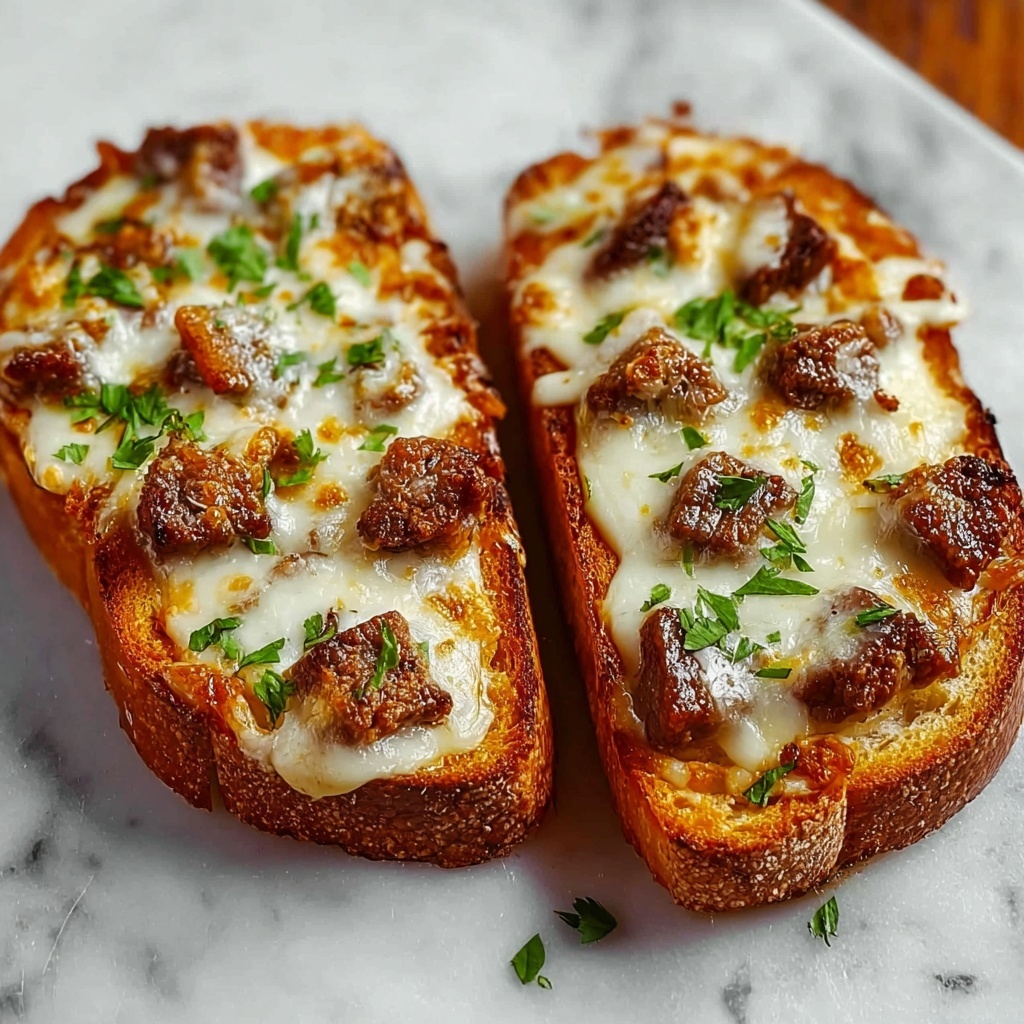 Steak Garlic Cheese Bread Recipe - Recipe Image