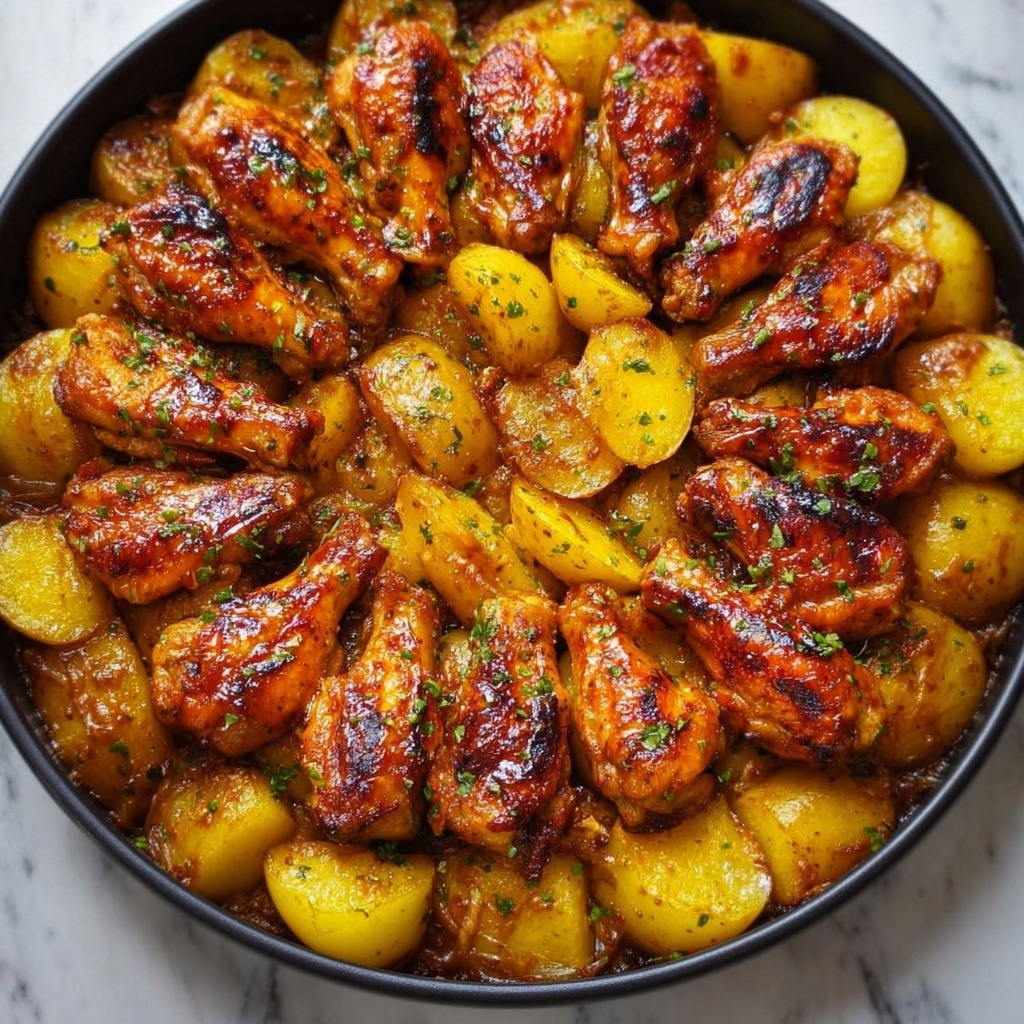 Finger-Lickin' Good Chicken Wings with Crispy Potatoes Recipe - Recipe Image