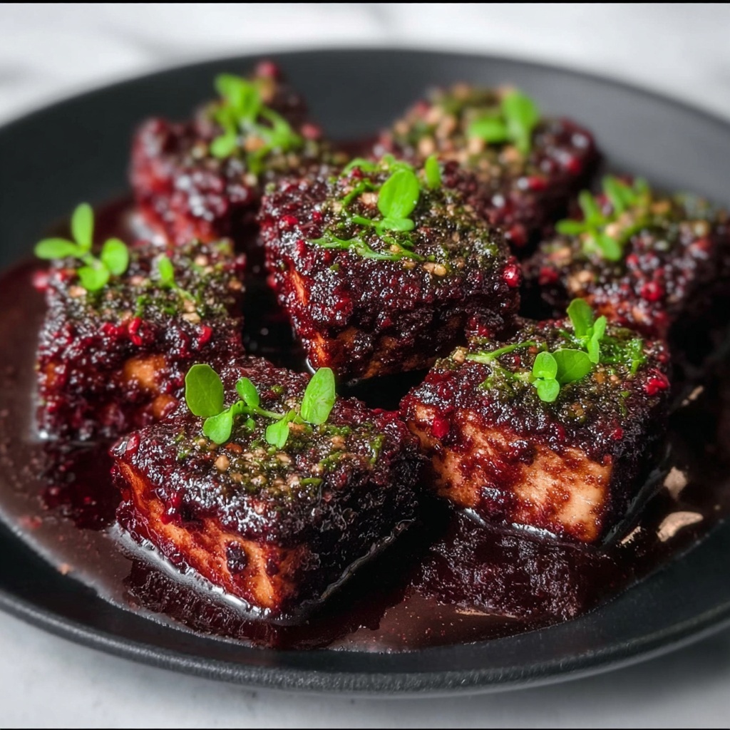 Blackberry Glazed Tofu with Black Pepper & Chili Recipe - Recipe Image