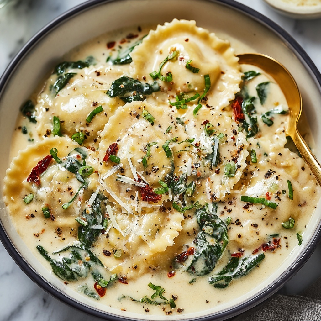 Creamy Tuscan Ravioli Recipe - Recipe Image