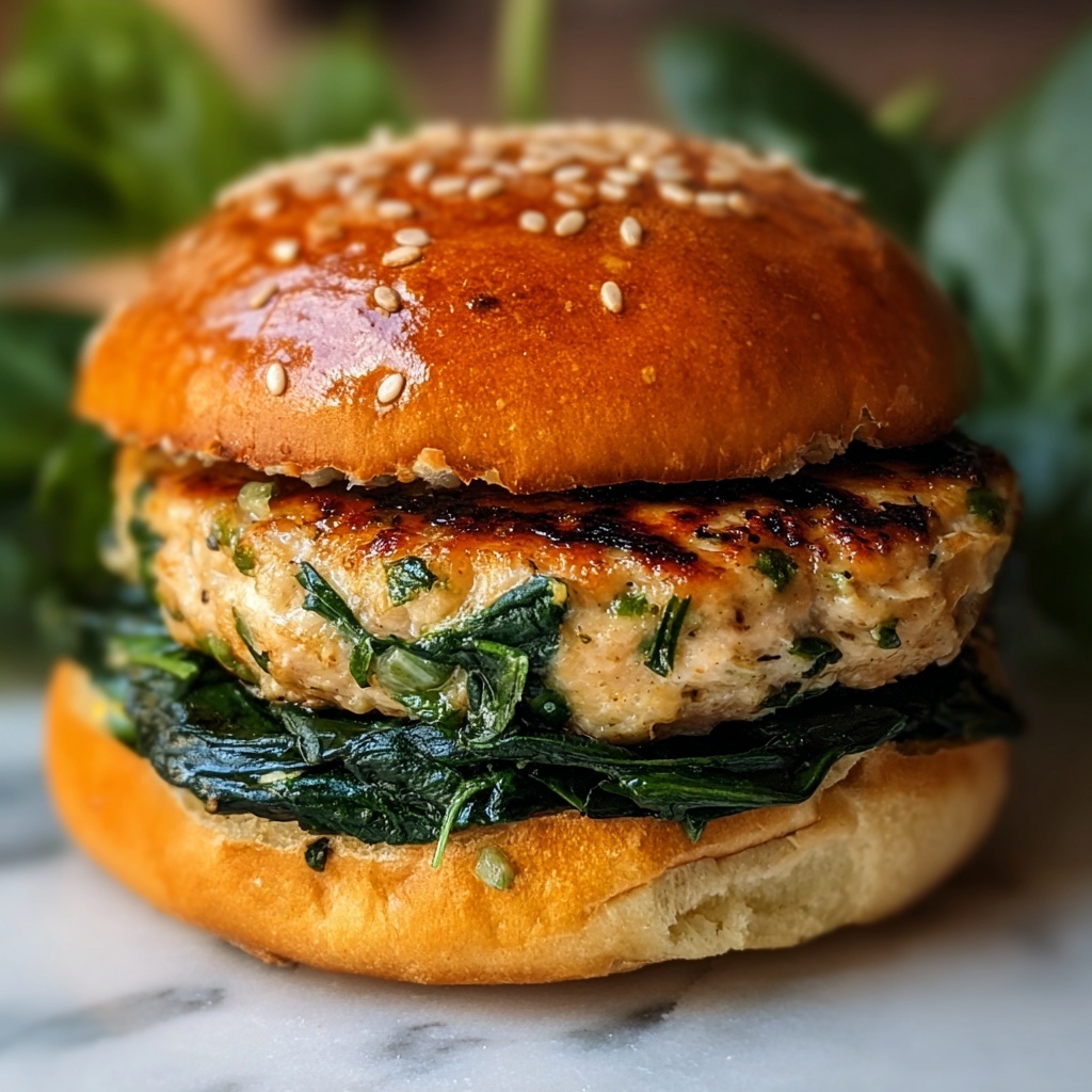 White Cheddar and Spinach Chicken Burgers Recipe - Recipe Image