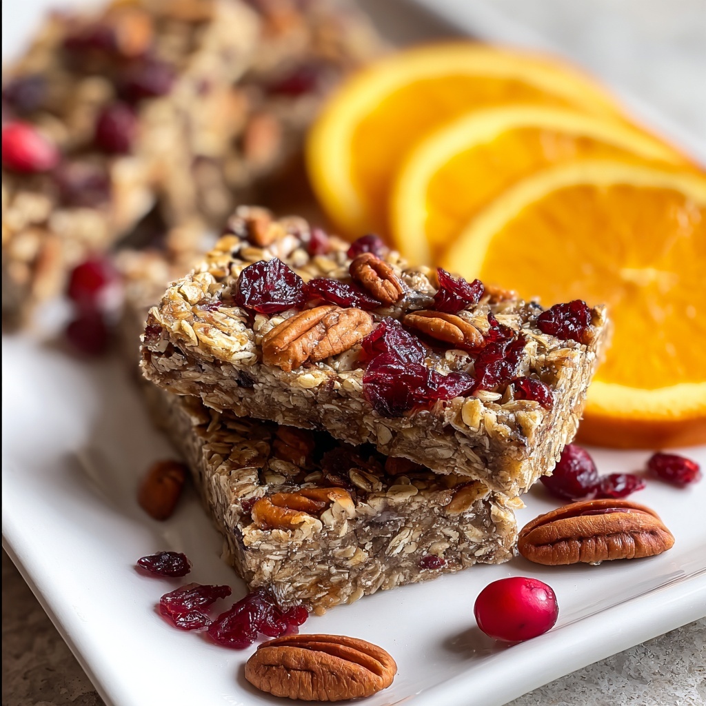 Cranberry, Orange & Pecan Oatmeal Bars Recipe - Recipe Image
