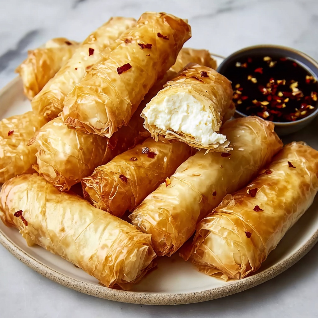 Oven Fried Feta Rolls with Chili Honey Recipe - Recipe Image