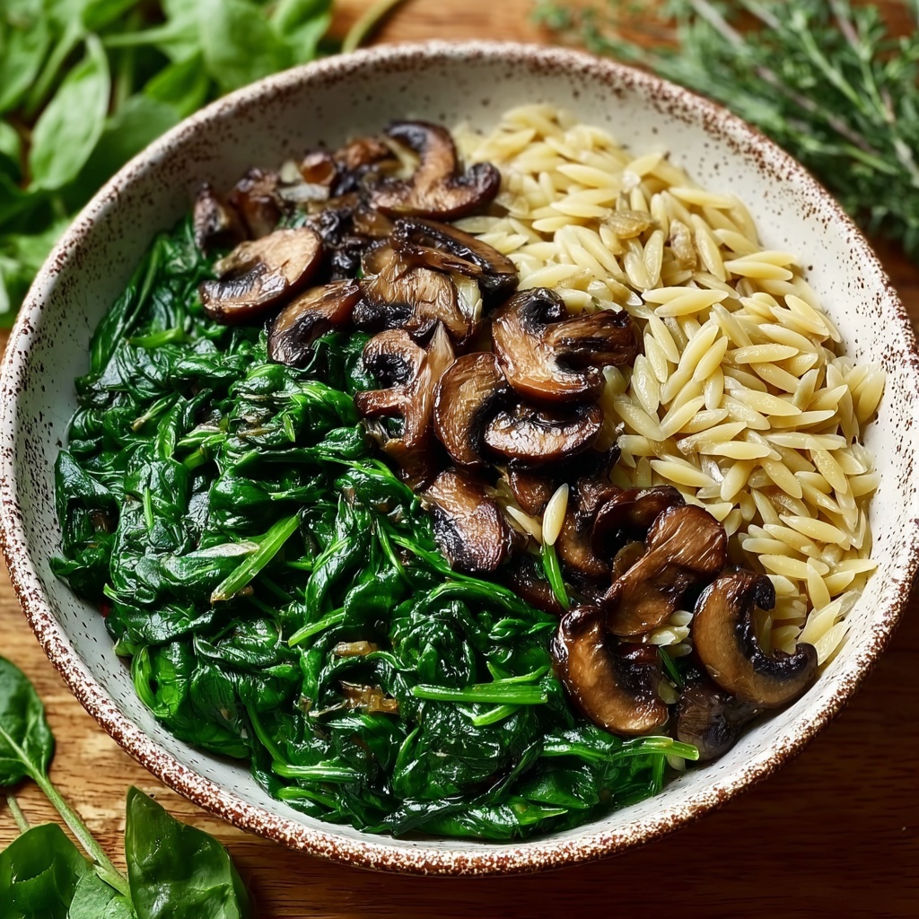 Creamy Spinach Mushroom Orzo Recipe - Recipe Image