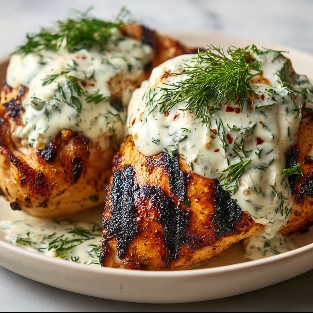 Grilled Chicken Breast with Creamy Dill Sauce Recipe - Recipe Image