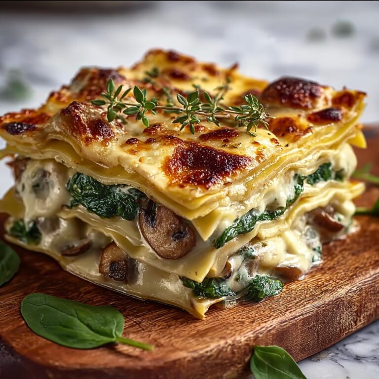 Creamy Spinach & Mushroom Lasagna Recipe
