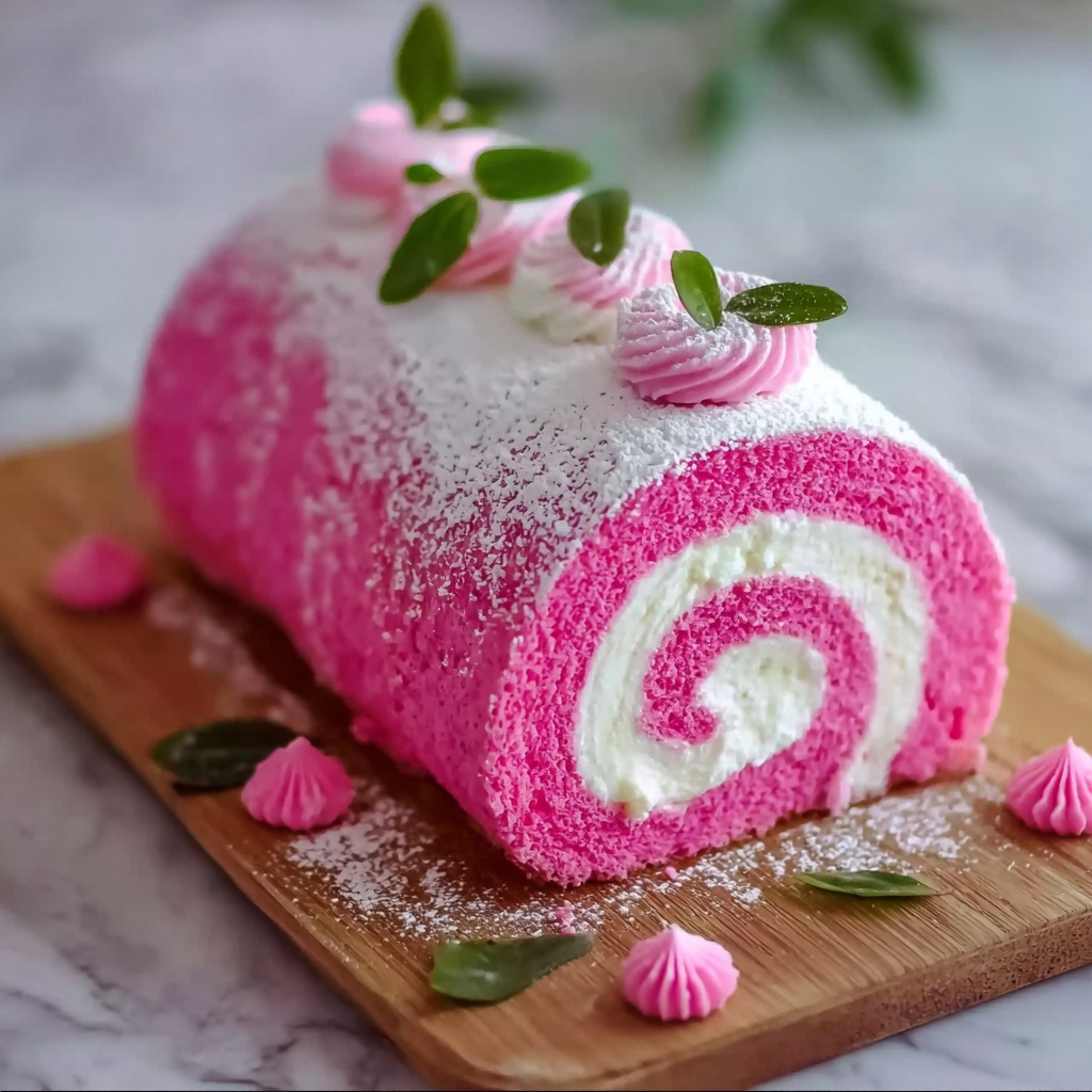 Pink Velvet Roll Cake Recipe - Recipe Image