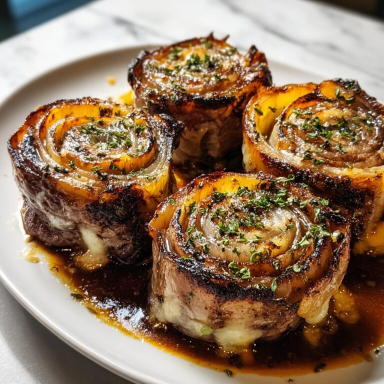 French Onion Steak Pinwheels Recipe