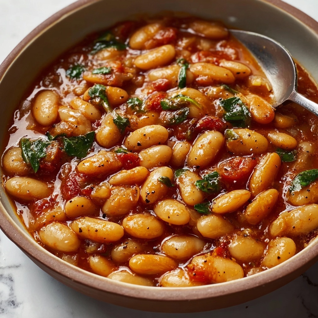 Tuscan-Inspired Garlic Butter Beans with Cherry Tomatoes and Spinach Recipe - Recipe Image