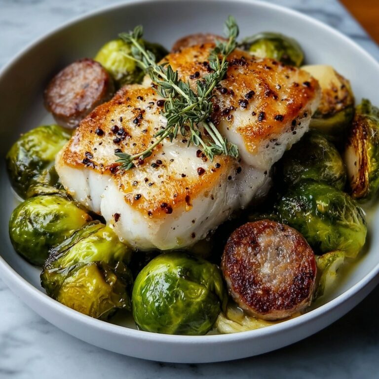 Lemon Garlic Butter Cod Bowls with Roasted Brussels Sprouts Recipe