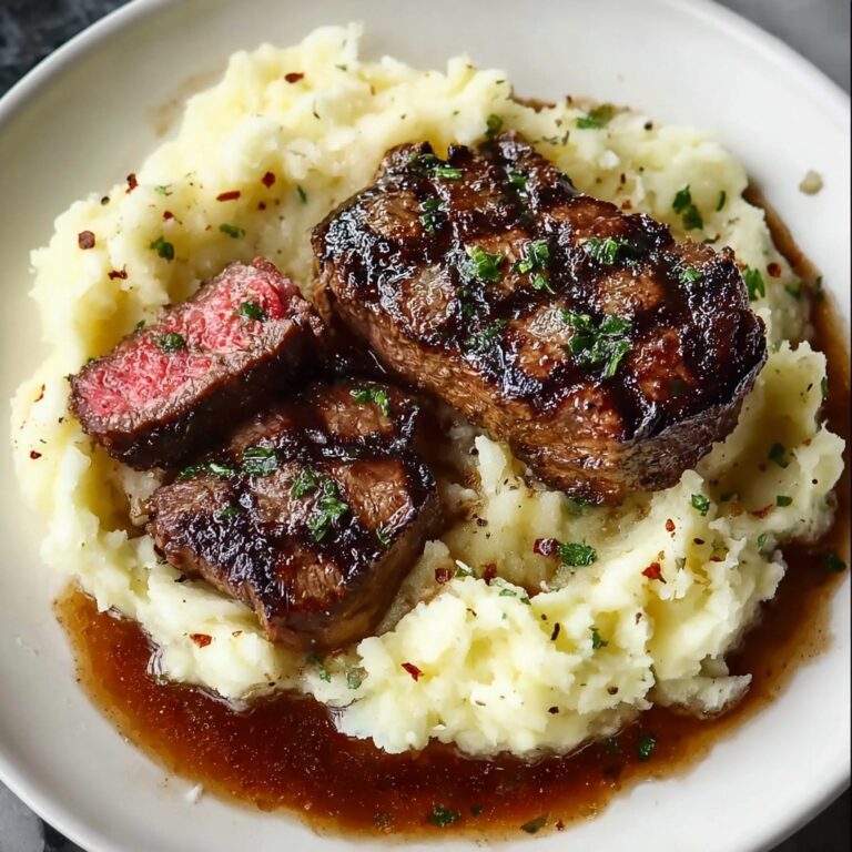 Garlic Butter Steak with Creamy Mash Recipe