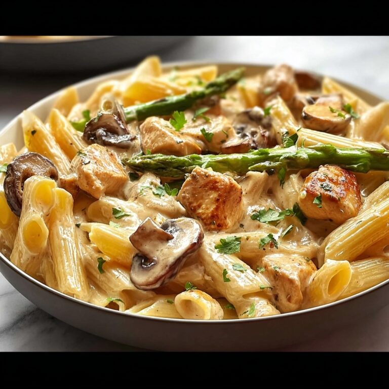 Creamy Mushroom and Asparagus Chicken Penne Recipe