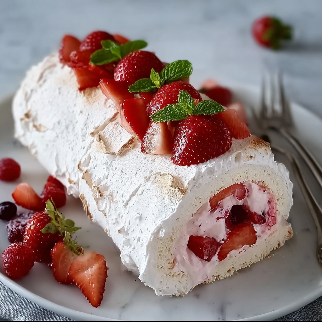Strawberry Pavlova Roulade Recipe - Recipe Image
