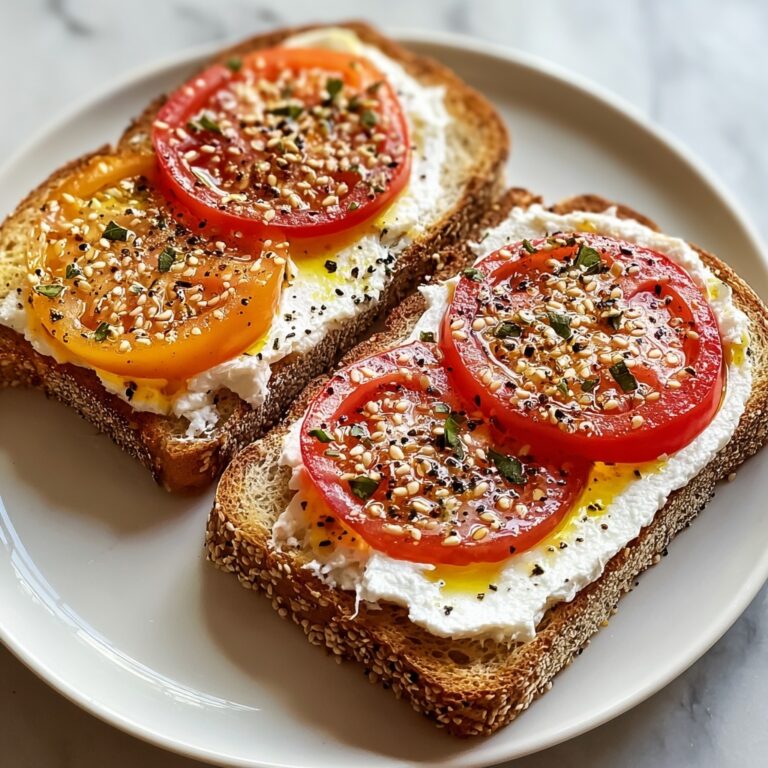 Ricotta & Tomato Toast with Sesame Seeds and Olive Oil Recipe