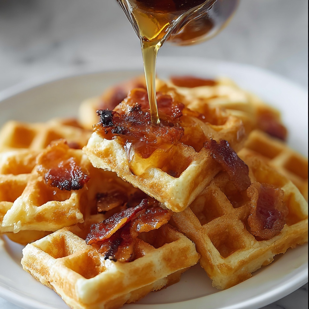 Cornbread Waffle Bites with Honey Butter Syrup Recipe - Recipe Image