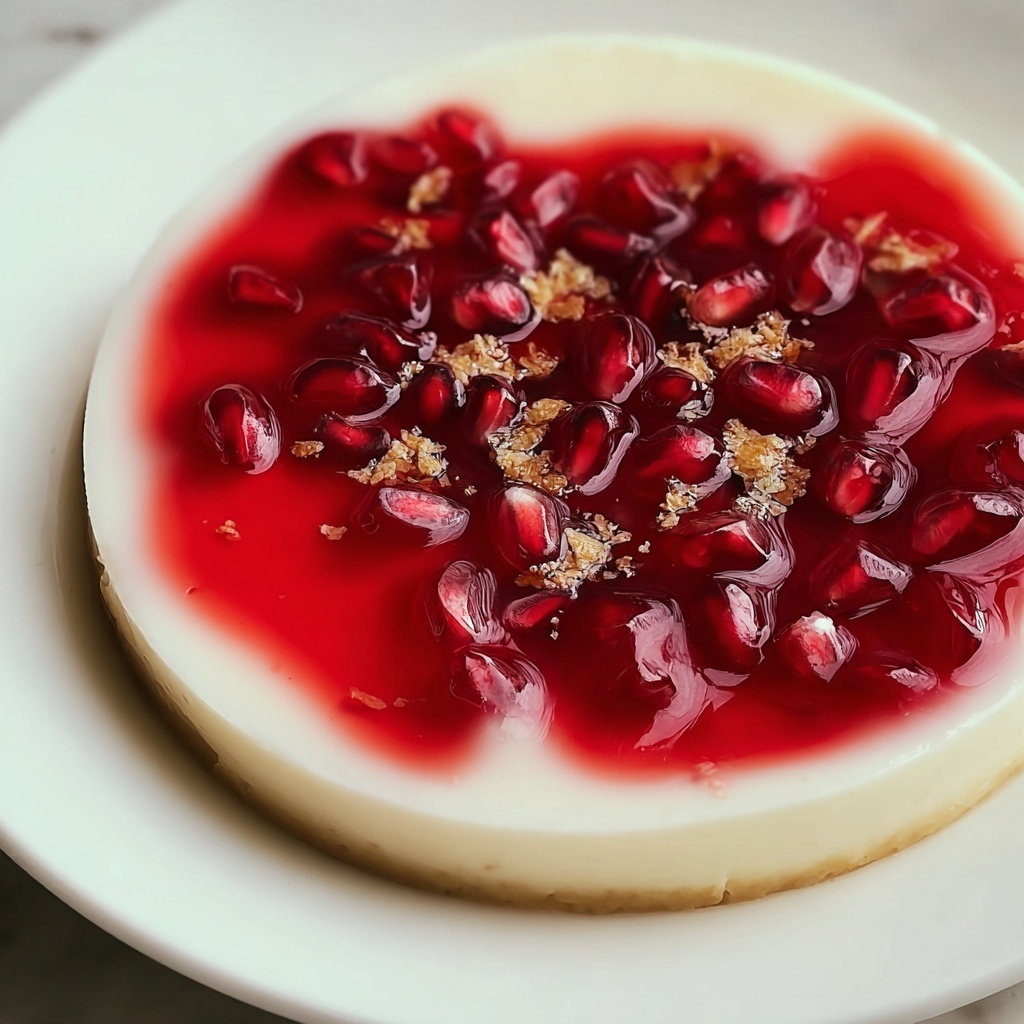 Greek Yogurt Cheesecake with Pomegranate Syrup Recipe - Recipe Image