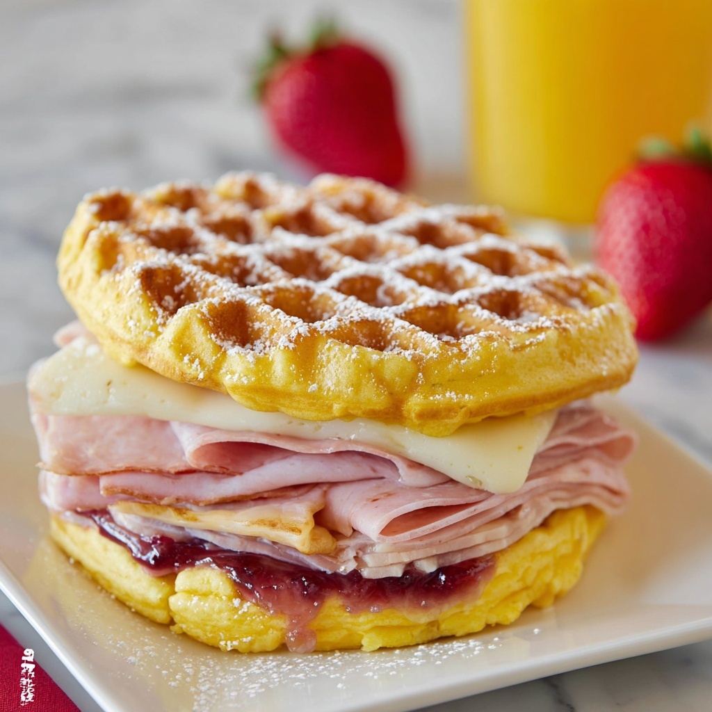 Monte Cristo Waffle Sandwiches Recipe - Recipe Image