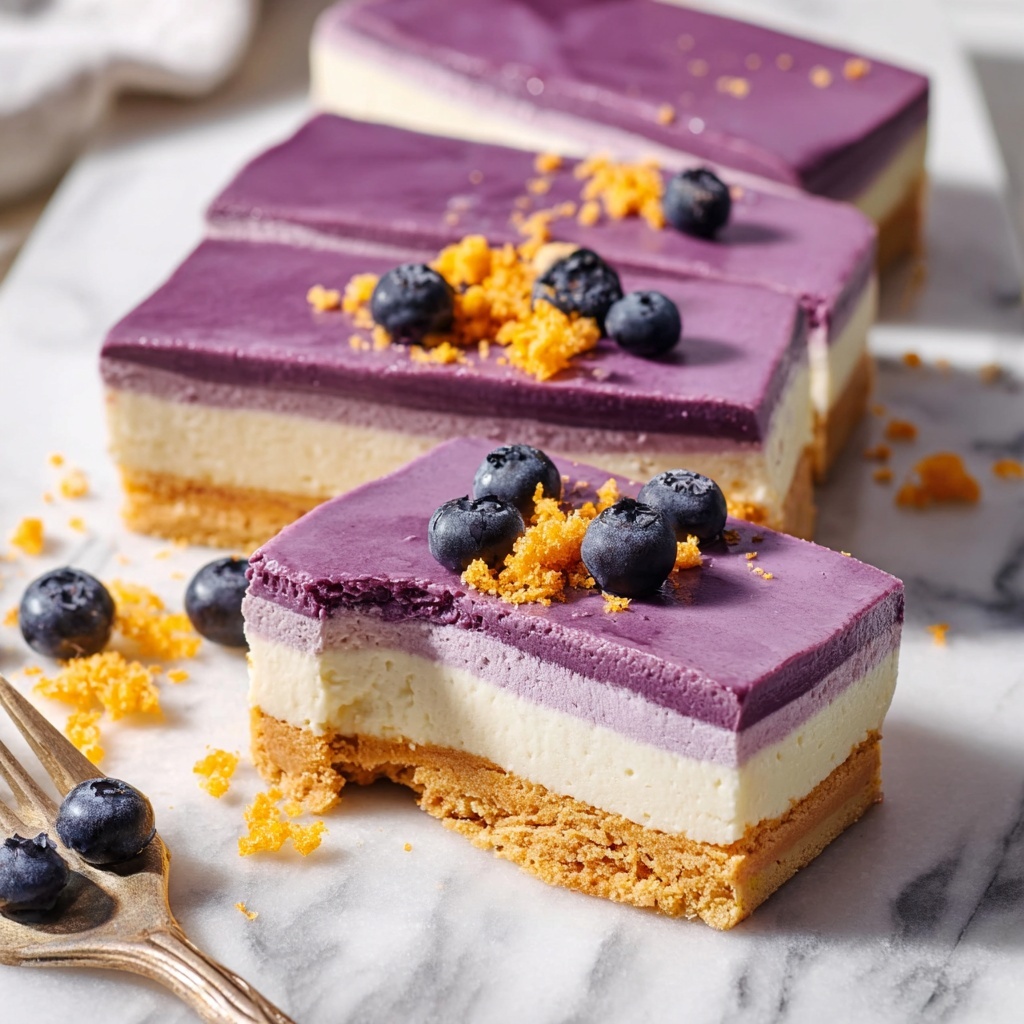 No Bake Blueberry Cheesecake Bars Recipe - Recipe Image