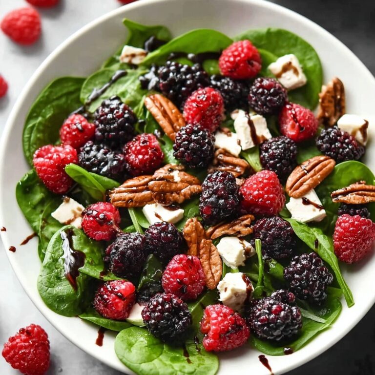 Berry Spinach Salad with Pecan, Feta, and Balsamic Glaze Recipe